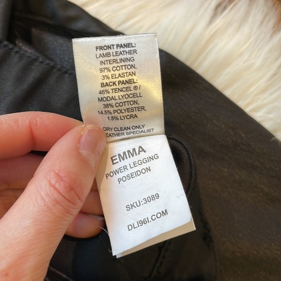NWT DL1961 Emma Power Legging Leather & Coated Jeans Poseidon - Picture 14 of 17